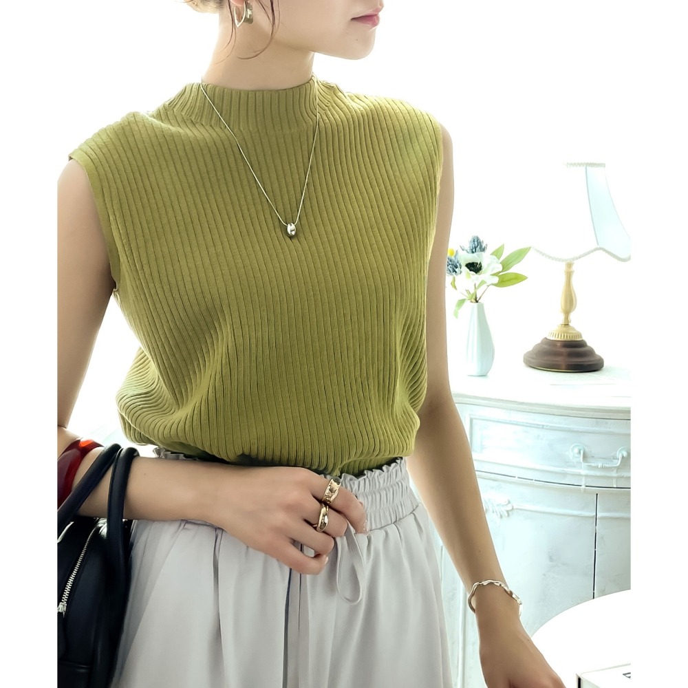 日本代購 - 現貨/預購 成熟無袖簡約高領針織衣-細節圖4