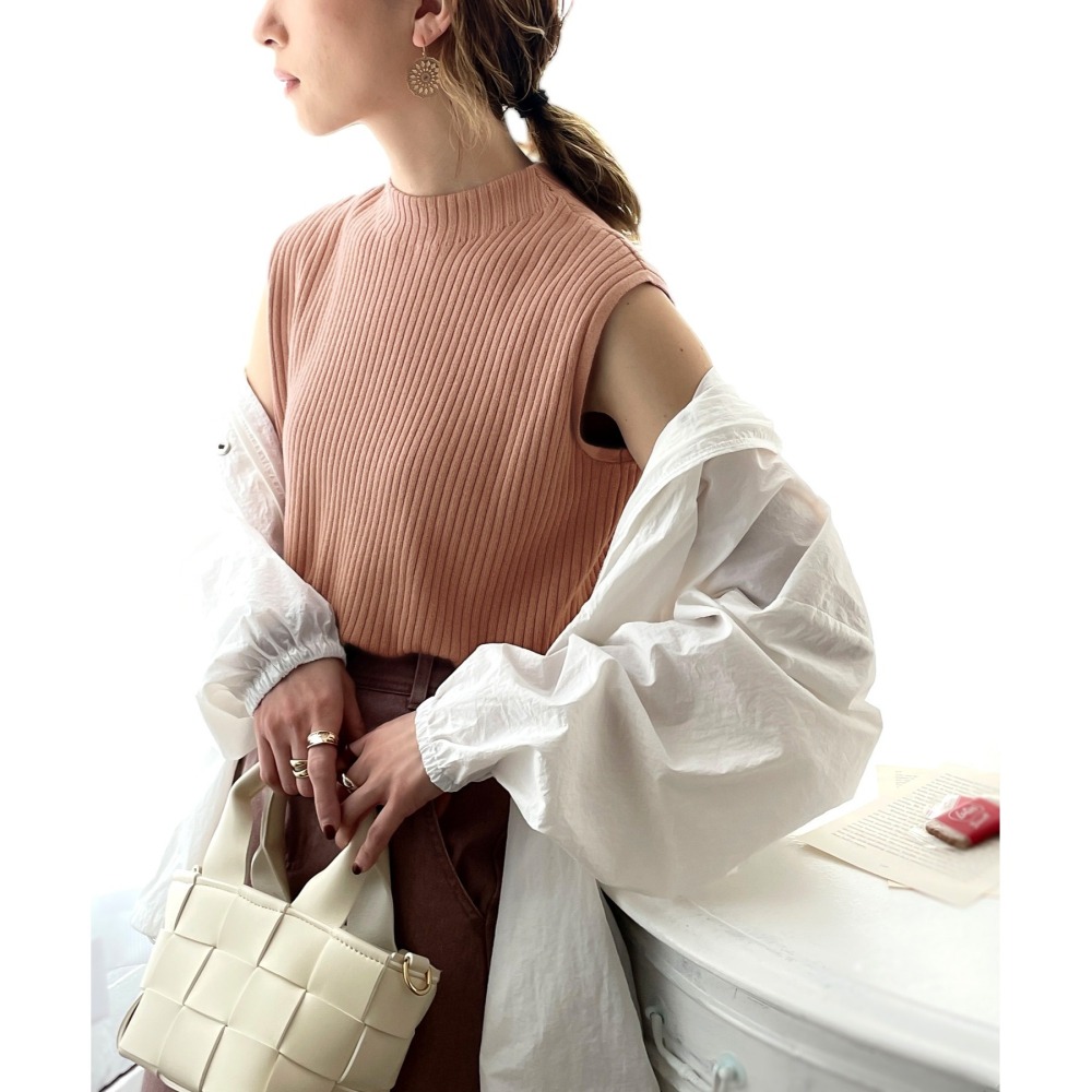 日本代購 - 現貨/預購 成熟無袖簡約高領針織衣-細節圖8