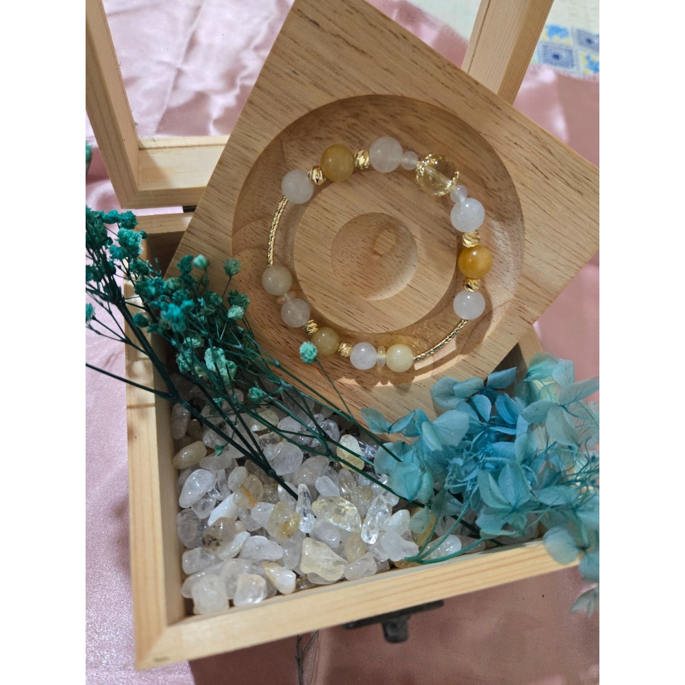 天然原石串珠手鍊|黃水晶 象徵財運成功|黃玉 思維清晰|白玉 驅除負能量-細節圖3