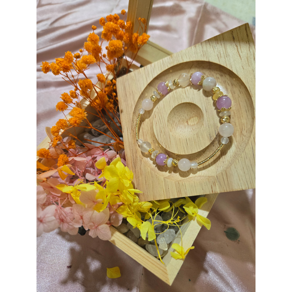 天然原石串珠手鍊|紫水晶 招來貴人與好人緣|粉晶 提升愛情運勢|櫻花瑪瑙 內心平靜與療癒|白玉 驅除負能量-細節圖2