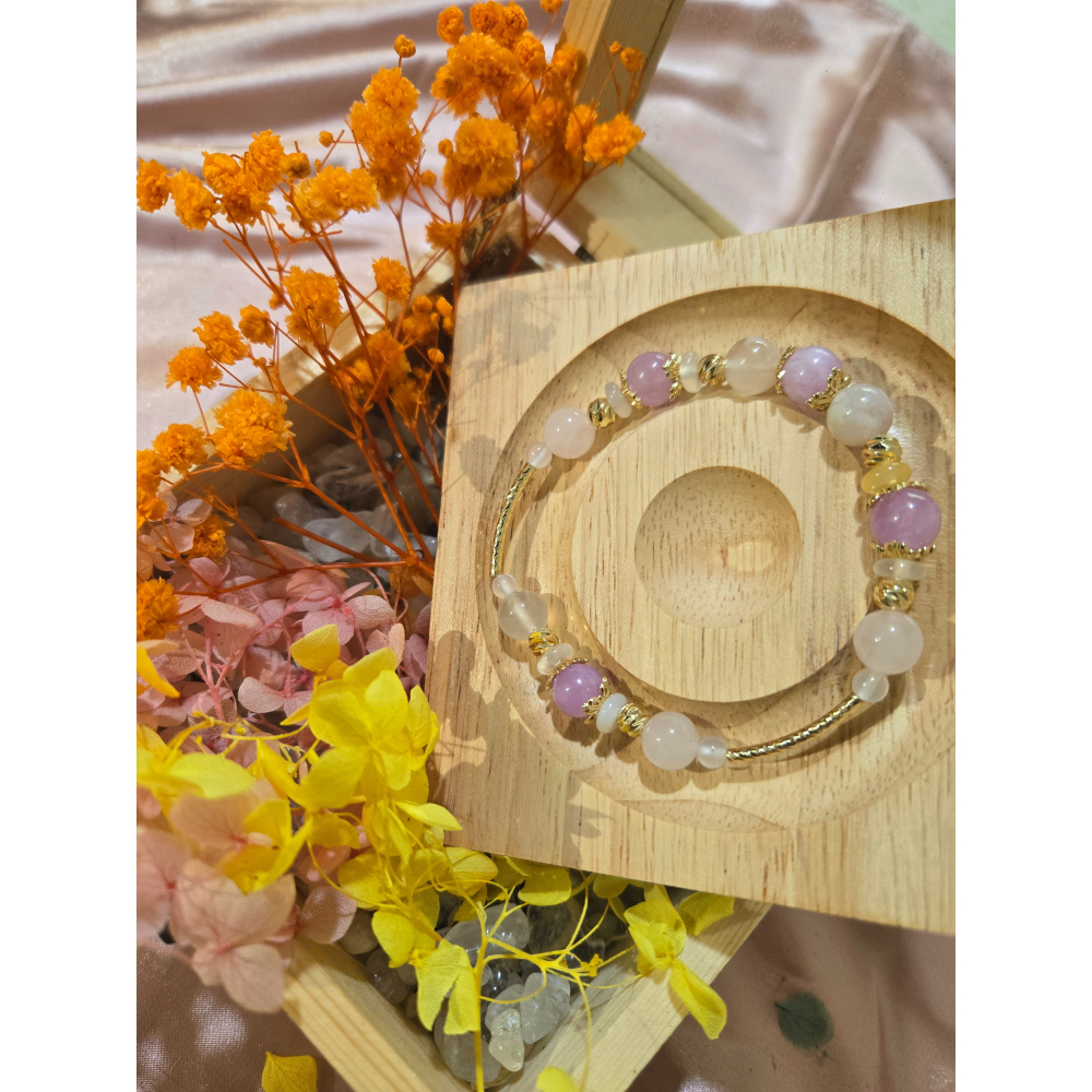 天然原石串珠手鍊|紫水晶 招來貴人與好人緣|粉晶 提升愛情運勢|櫻花瑪瑙 內心平靜與療癒|白玉 驅除負能量-細節圖3