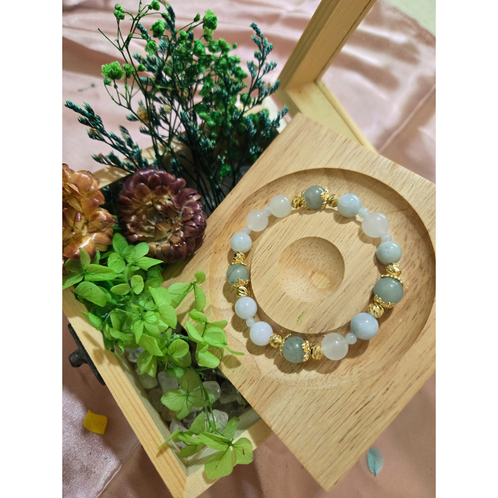 天然原石串珠手鍊|冰翠玉 提升正財與偏財運|白玉 驅除負能量-細節圖2