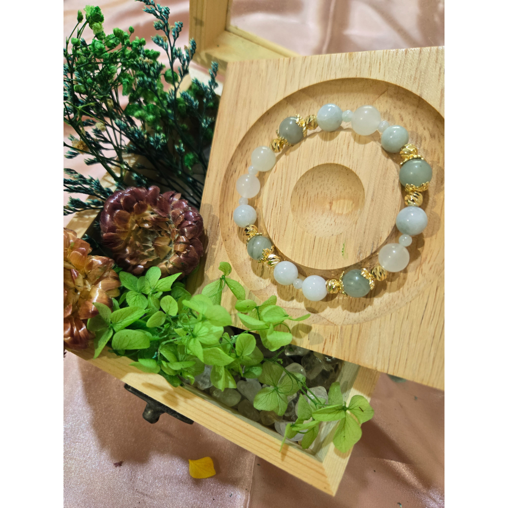 天然原石串珠手鍊|冰翠玉 提升正財與偏財運|白玉 驅除負能量-細節圖3