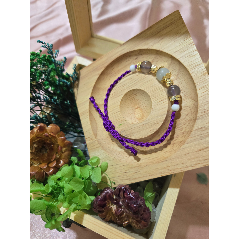 天然原石串珠手鍊|冰翠玉 提升正財與偏財運|灰瑪瑙 增強耐心|白玉 驅除負能量-細節圖2