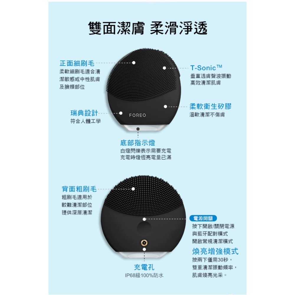 FOREO LUNA mini 3 智能雙面淨透潔面儀(浪漫粉/洗臉機)-細節圖3