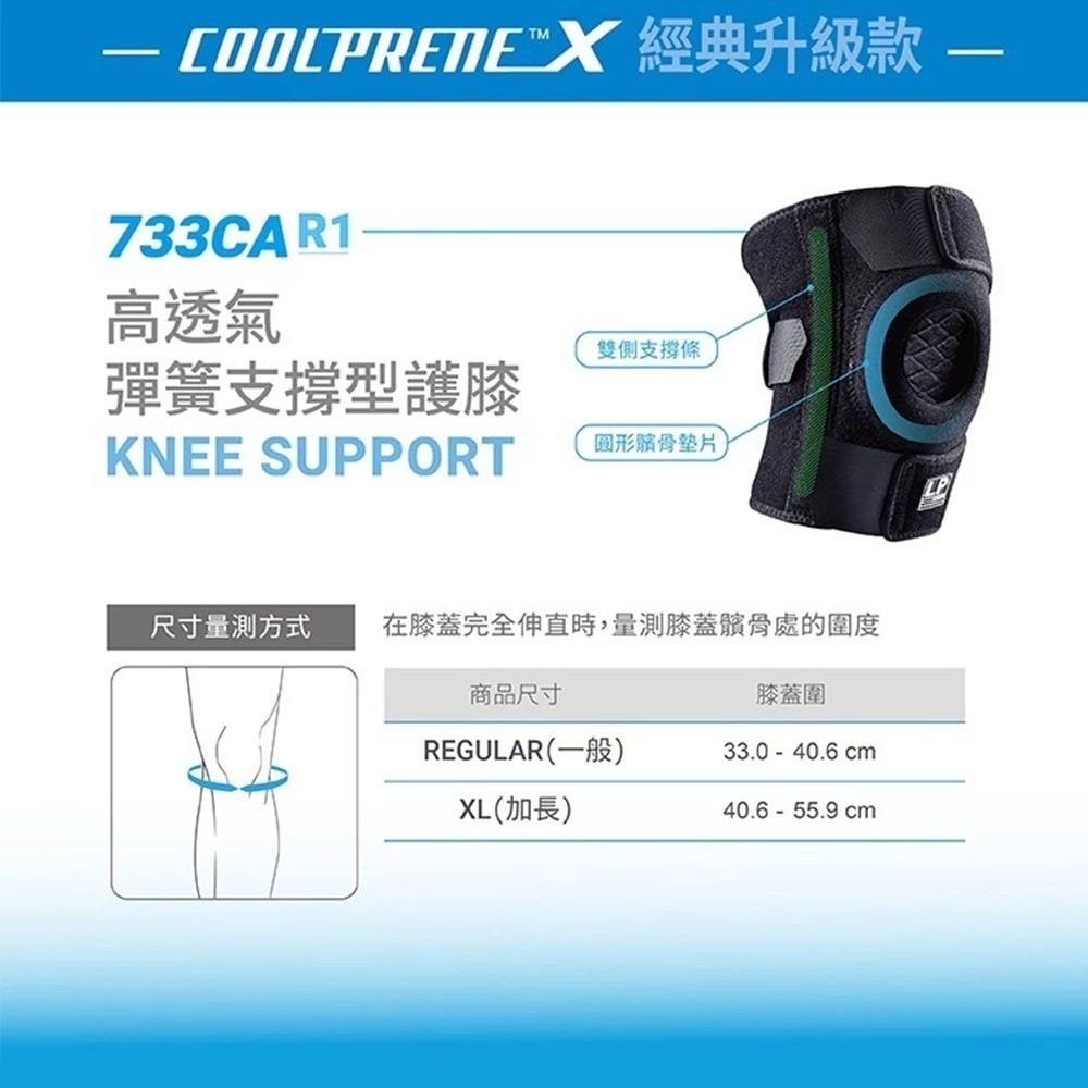 LP SUPPORT 高透氣彈簧支撐型護膝 開口護膝 COOLPERNE 高透氣 單入裝 733CAR1 【樂買網】-細節圖3