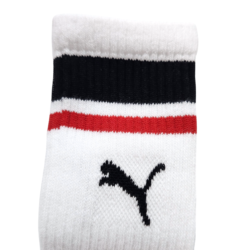 PUMA Fashion條紋長襪 白x黑紅條紋 長襪 運動襪 潮流短襪 厚底襪 BB1092 【樂買網】-細節圖2