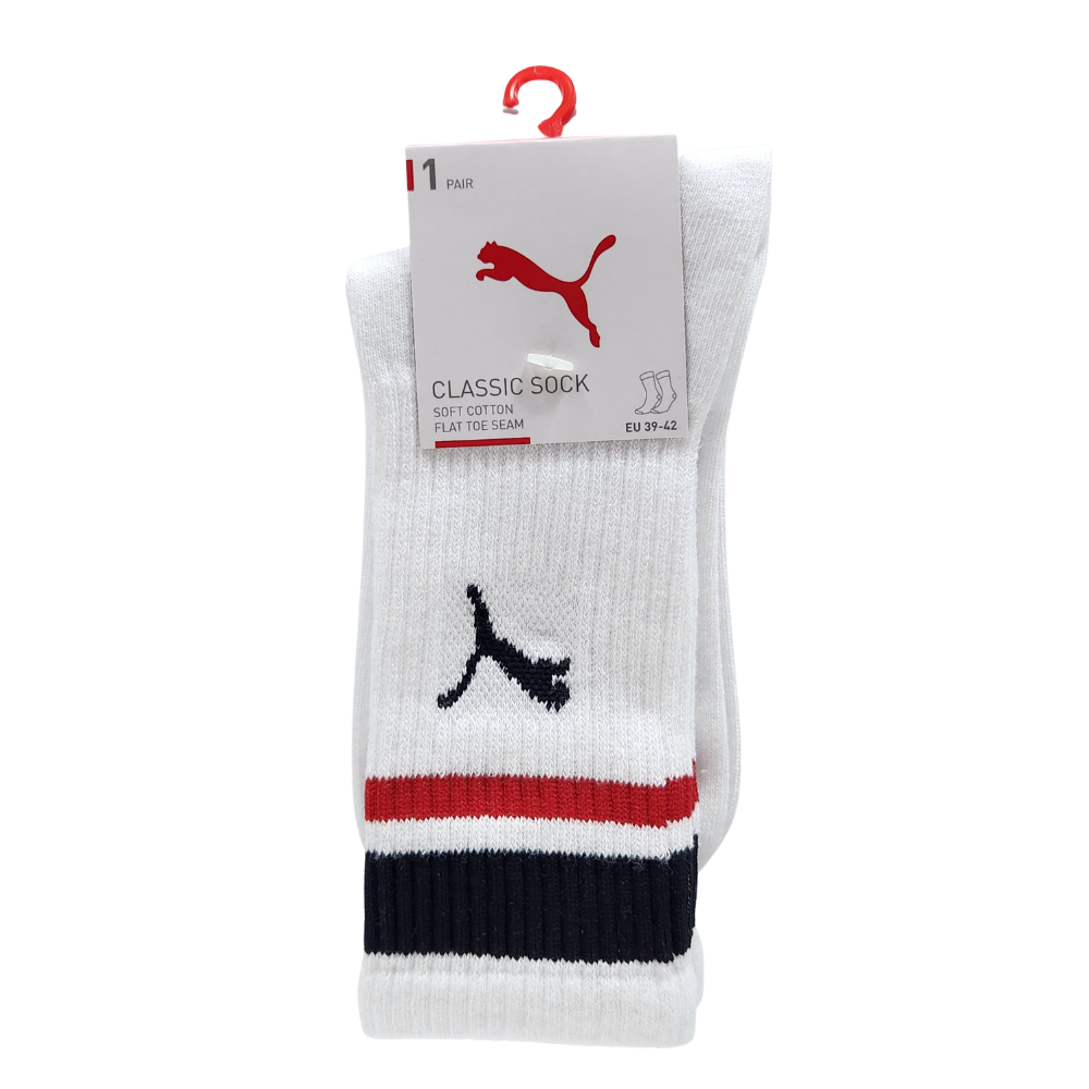 PUMA Fashion條紋長襪 白x黑紅條紋 長襪 運動襪 潮流短襪 厚底襪 BB1092 【樂買網】-細節圖4