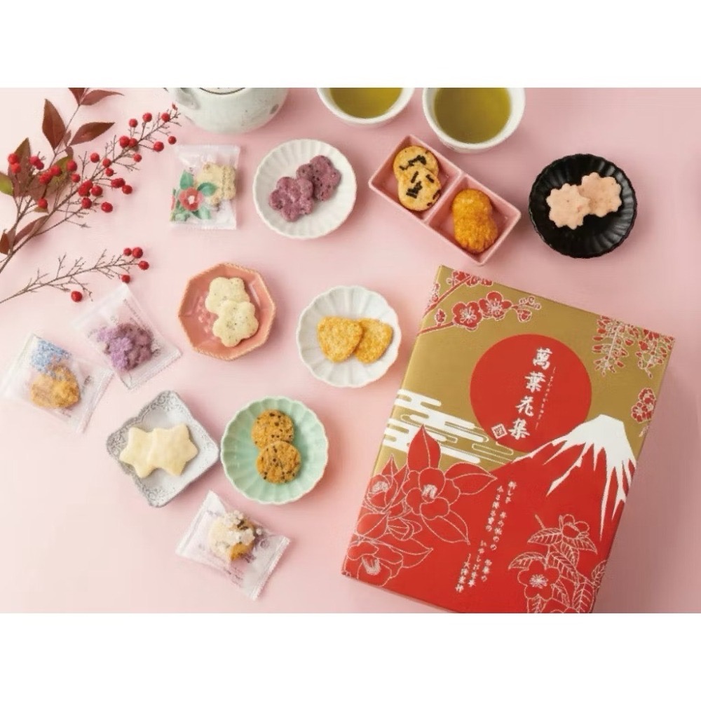 🎀 現貨 現貨（新年禮盒）-🇯🇵 新年期間限定款 萬葉花集仙貝禮盒(附紙袋)-細節圖5