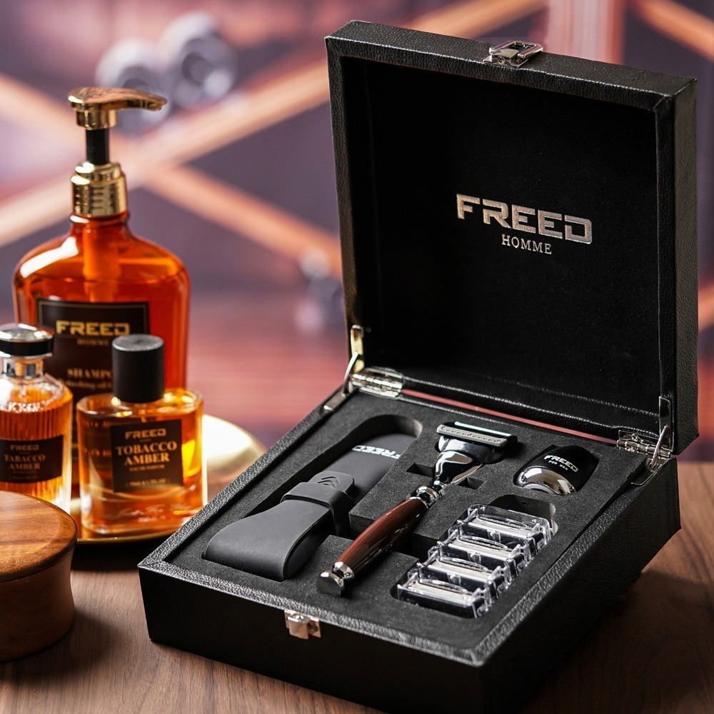 【FREED】尊爵四件組五刀式刮鬍刀禮盒 - 仿紫紅檜木-規格圖7