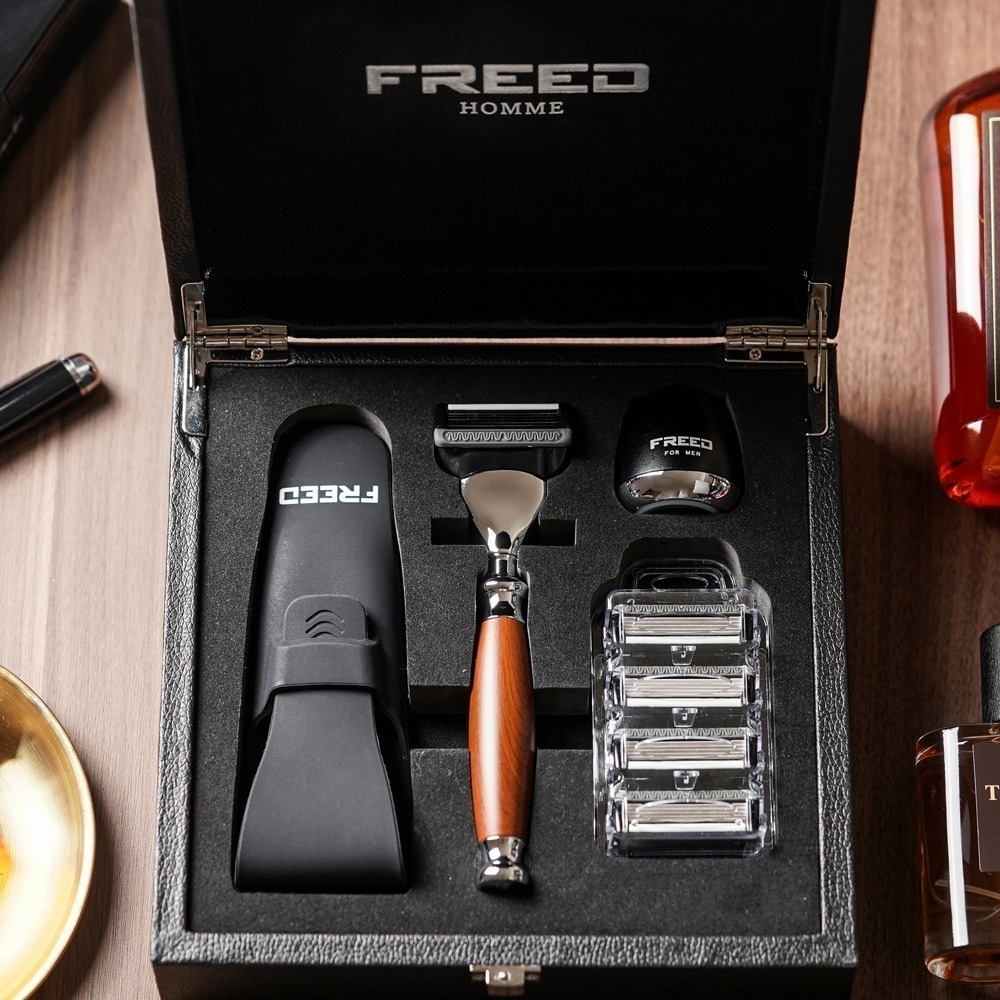 【FREED】尊爵四件組五刀式刮鬍刀禮盒 - 仿胡桃木-細節圖7