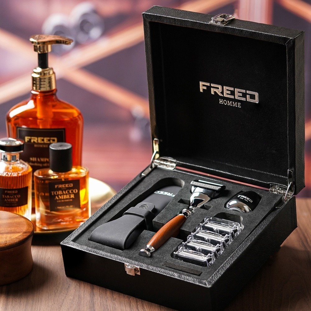 【FREED】尊爵四件組五刀式刮鬍刀禮盒 - 仿胡桃木-規格圖7