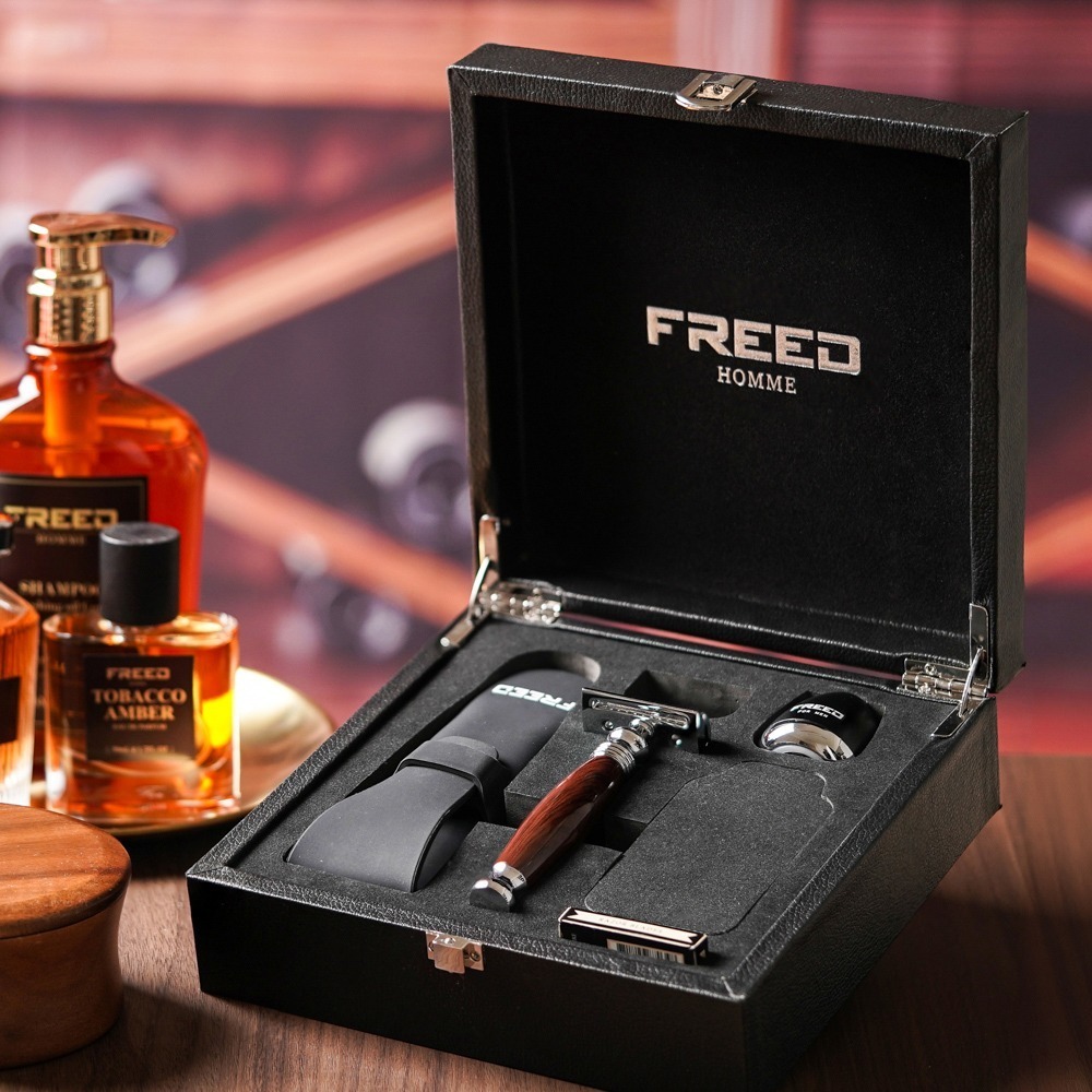 【FREED】尊爵四件組雙刃安全刮鬍刀禮盒 - 仿紫紅檀木-規格圖8