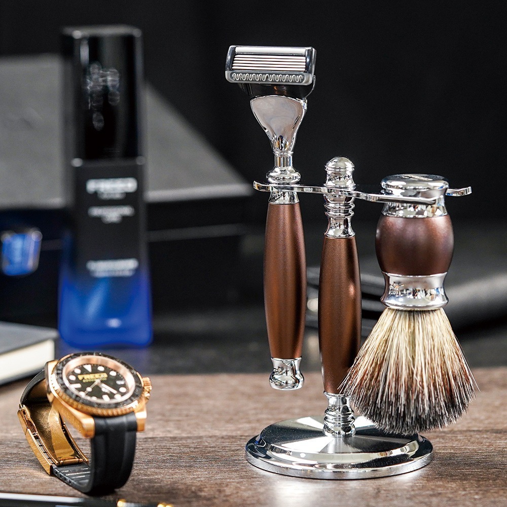 【FREED】五刀式刮鬍刀豪華禮盒四件組 - 馬鞍棕-細節圖6