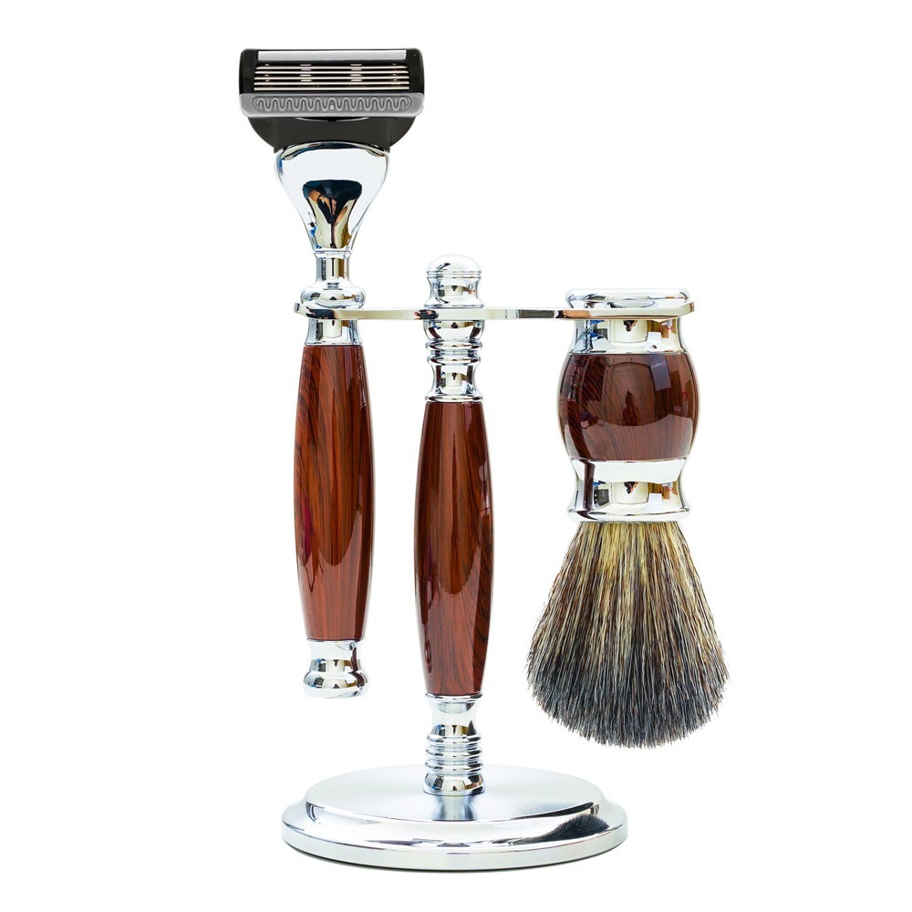 【FREED】五刀式 刮鬍刀豪華禮盒四件組 - 仿紫紅檀木-細節圖9