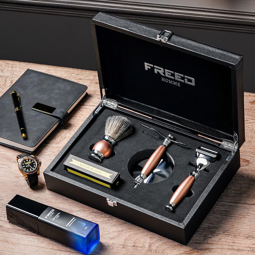 【FREED】兩週年特仕款-五刀式刮鬍刀豪華禮盒四件組 - 玫瑰金-規格圖9