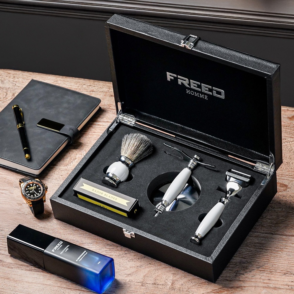 【FREED】兩週年特仕款-五刀式刮鬍刀豪華禮盒四件組 - 珍珠白-規格圖9
