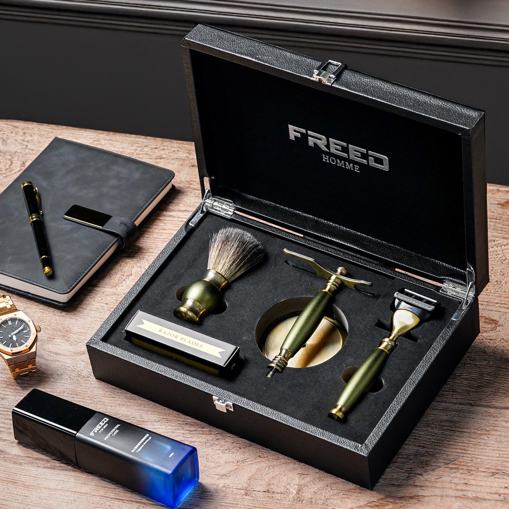 【FREED】五刀式古銅刮鬍刀豪華禮盒四件組 - 大地綠-規格圖10