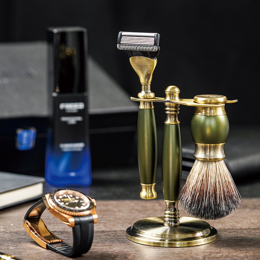 【FREED】五刀式古銅刮鬍刀豪華禮盒四件組 - 大地綠-規格圖10