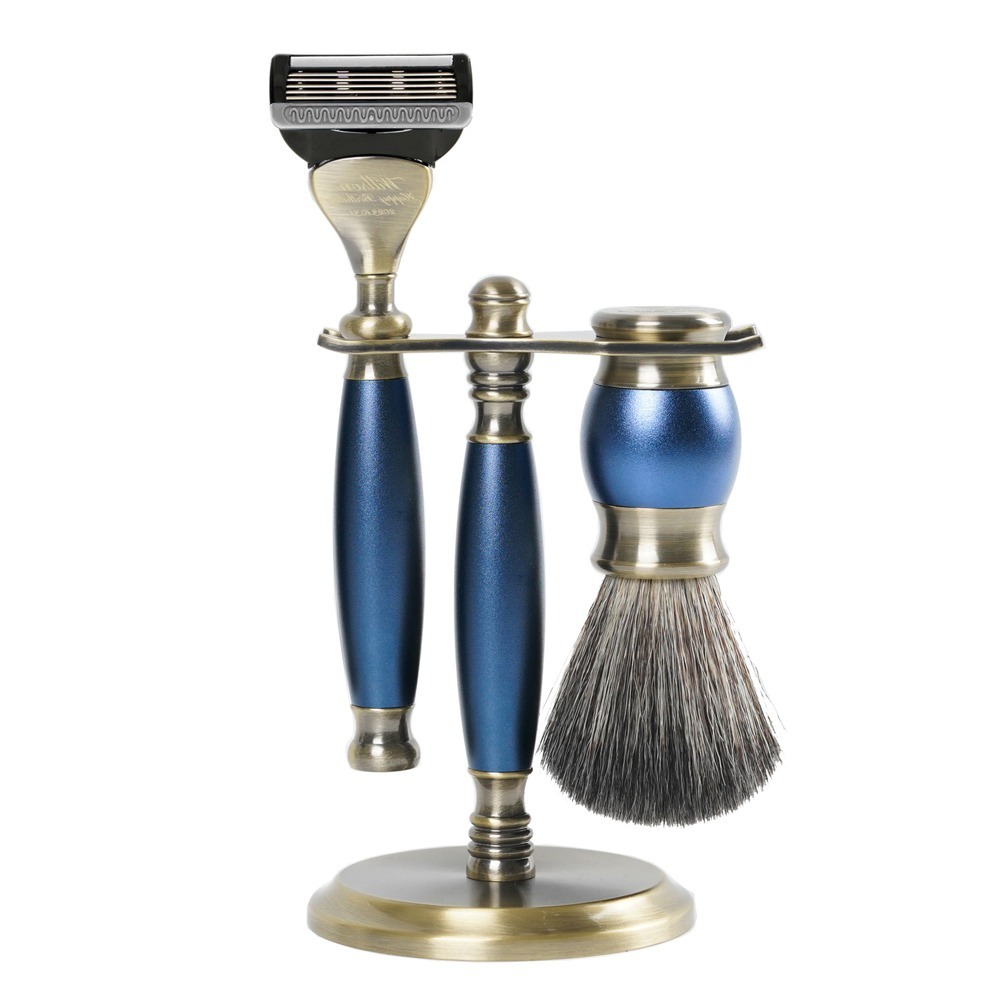 【FREED】五刀式古銅刮鬍刀豪華禮盒四件組 - 帝王藍-細節圖9