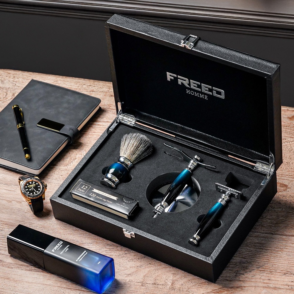 【FREED】一周年紀念款-豪華四件雙刃刮鬍刀禮盒 - 銀河藍-規格圖10
