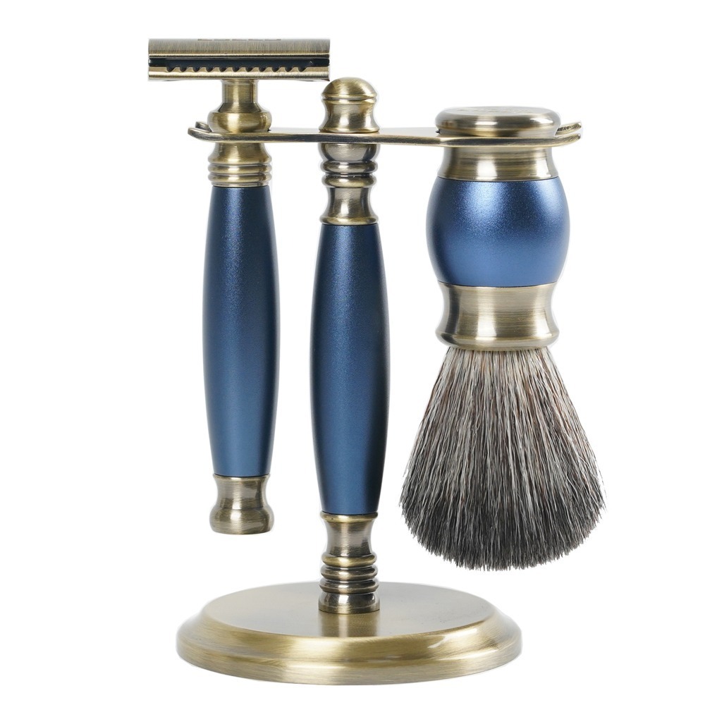 【FREED】雙刃式古銅刮鬍刀豪華禮盒四件組 - 帝王藍-細節圖10