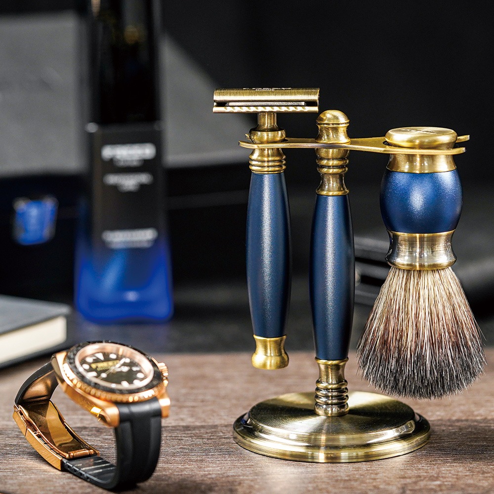 【FREED】雙刃式古銅刮鬍刀豪華禮盒四件組 - 帝王藍-規格圖10