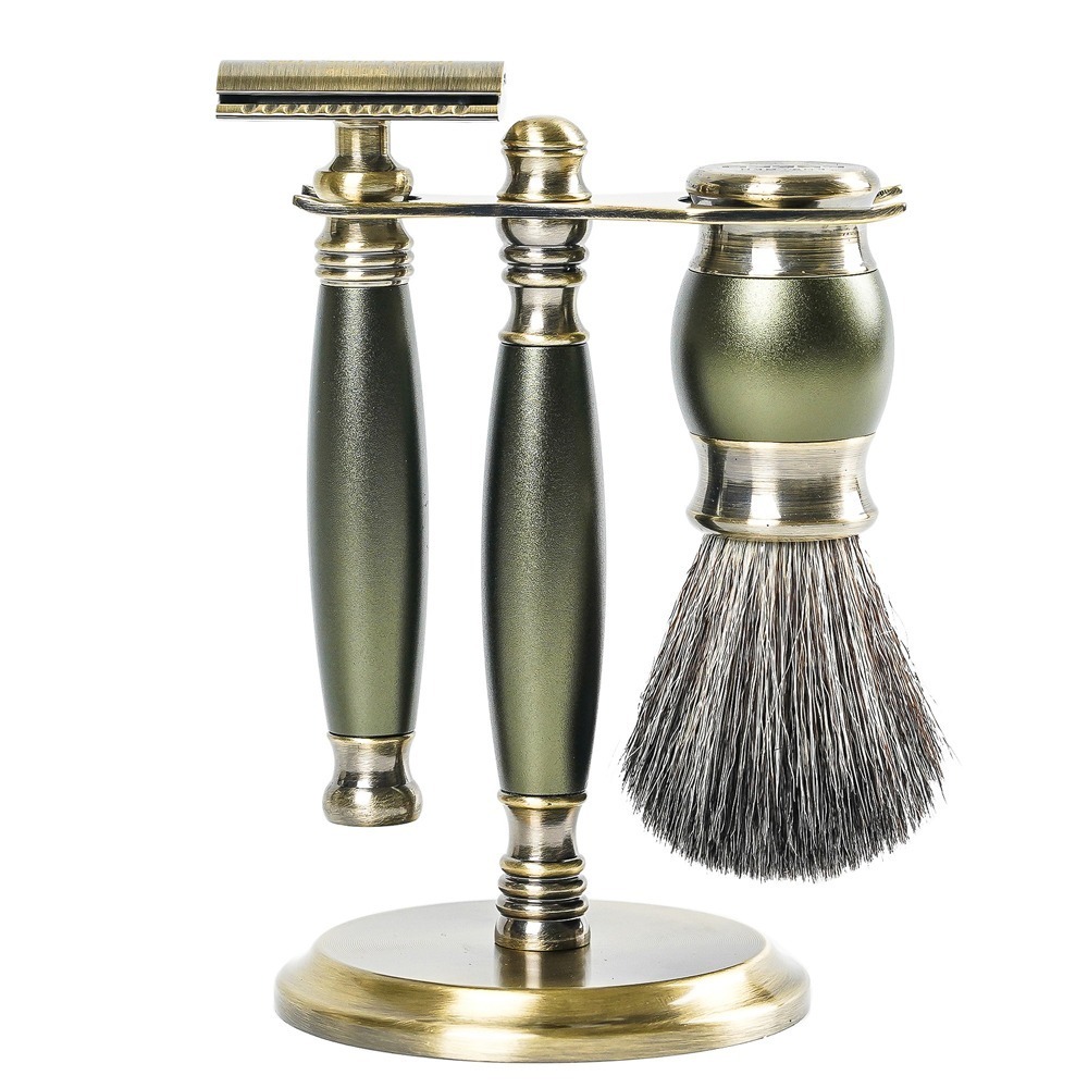 【FREED】雙刃式古銅刮鬍刀豪華禮盒四件組 - 大地綠-細節圖10