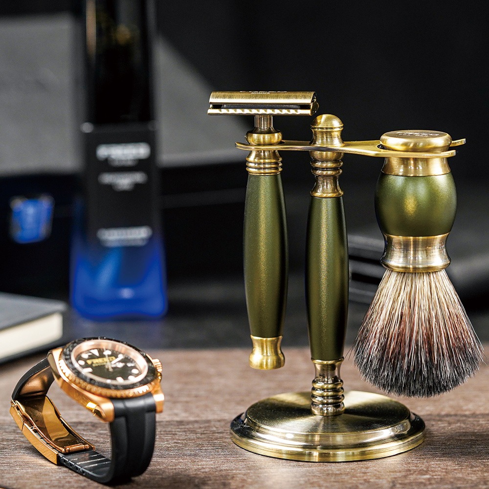 【FREED】雙刃式古銅刮鬍刀豪華禮盒四件組 - 大地綠-規格圖10