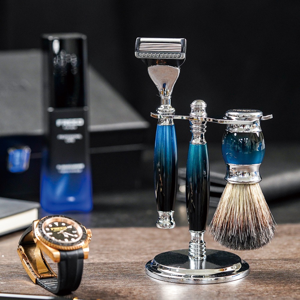 【一周年紀念款】五刀式刮鬍刀豪華禮盒四件組 - 銀河藍-規格圖9