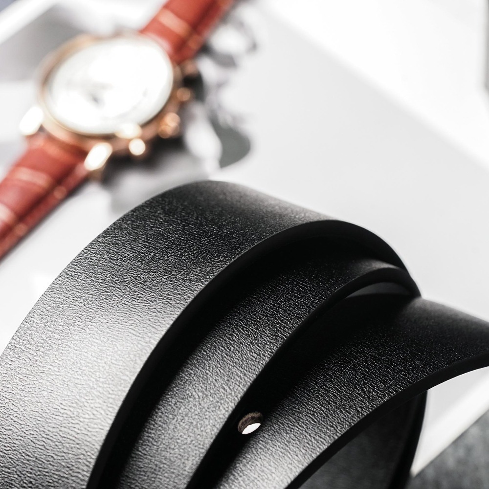 【FREED】復古馬蹄扣商務休閒頭層牛皮皮帶 - 黑色-細節圖6