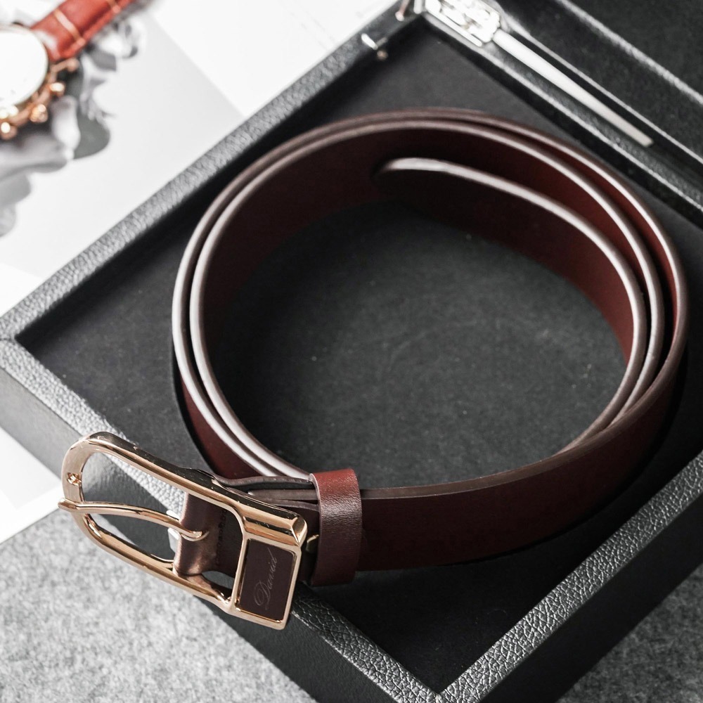 【FREED】復古馬蹄扣商務休閒頭層牛皮皮帶 - 咖啡色-細節圖2