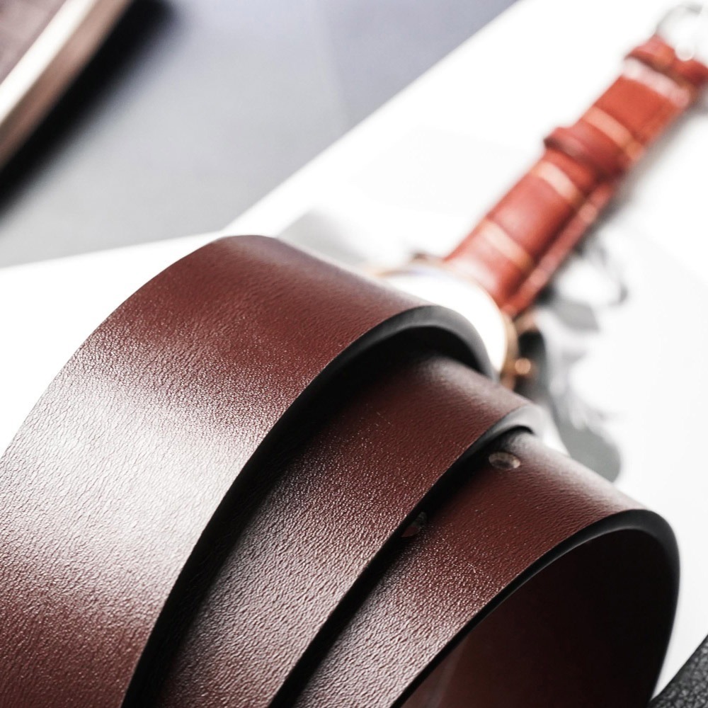 【FREED】復古馬蹄扣商務休閒頭層牛皮皮帶 - 咖啡色-細節圖5