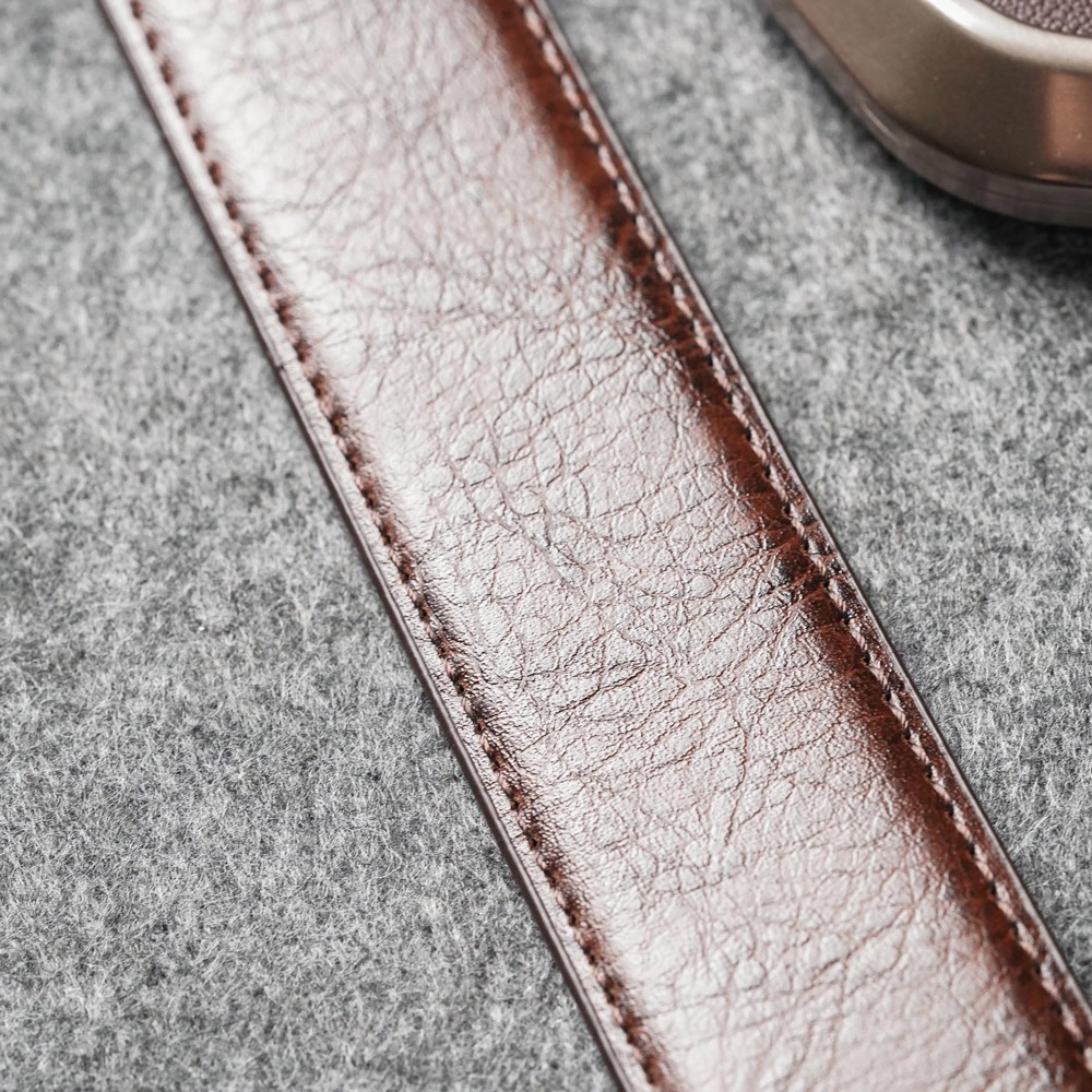 【FREED】時尚方形扣商務休閒頭層牛皮皮帶 - 咖啡色-細節圖7