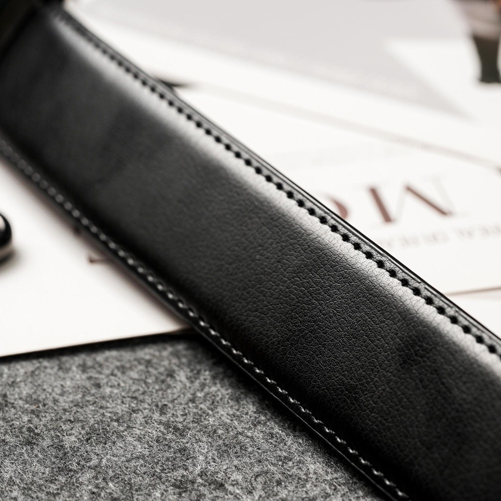 【FREED】時尚銀色馬蹄扣商務正式頭層牛皮皮帶-細節圖3