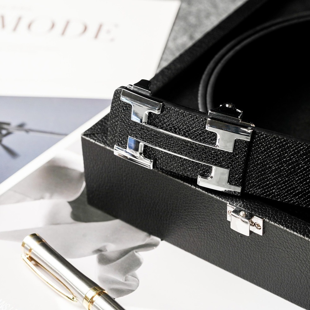 【FREED】時尚英文字母扣頭商務頭層牛皮耐磨自動皮帶-細節圖2