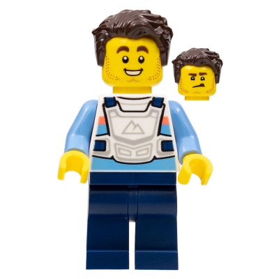 [TOY.CHAN] LEGO 樂高 3626pb2460 黃色 頭部 鬍渣 雙面 憤怒吐舌 露齒笑-細節圖4