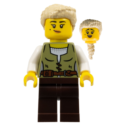 [TOY.CHAN] LEGO 樂高 973pb5578c01 橄欖綠色 身體 村民 白色手臂 中世紀 10332-細節圖2