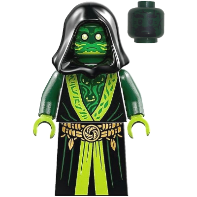 [TOY.CHAN] LEGO 樂高 3626pb3389 深綠色 頭部 神廟之靈 雙面 綠眉彩繪 黑眉山羊鬍-細節圖2
