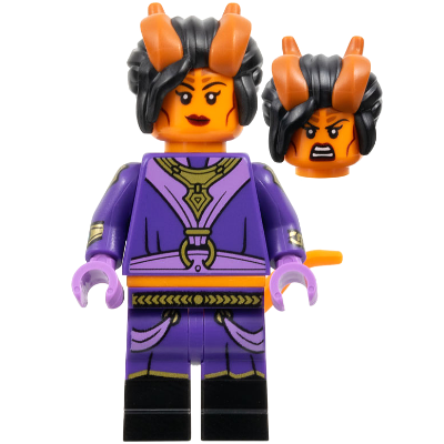 [TOY.CHAN] LEGO 樂高 108309pb01 黑色 頭髮 側瀏海髮髻 含深橘角-細節圖2