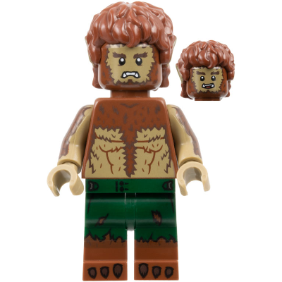 [TOY.CHAN] LEGO 樂高 3765pb01 紅棕色 頭髮 中長亂髮 含深沙色尖耳-細節圖2