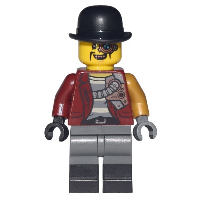 [TOY.CHAN] LEGO 樂高 3626pb2757 黃色 頭部 機械師 機械眼 銅銀配色-細節圖2