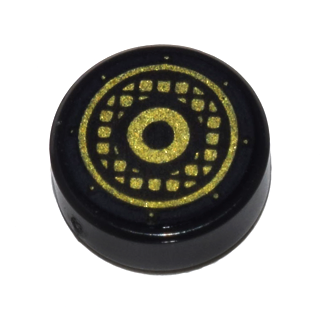 [TOY.CHAN] LEGO 樂高 黑色 金色同心圓 喇叭孔 印刷圓形平滑磚 1x1 98138pb064-細節圖2
