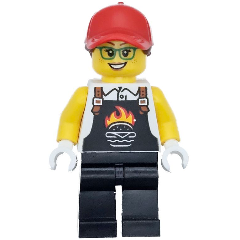 [TOY.CHAN] LEGO 樂高 973pb5520c01 白色 身體 黑色工裝 漢堡火焰印刷-細節圖2