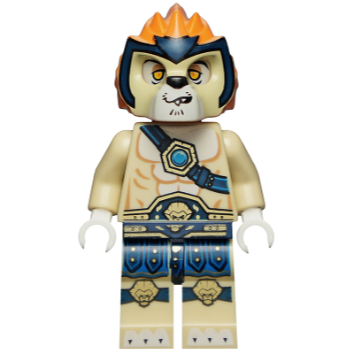 [TOY.CHAN] LEGO 樂高 11129pb02 橘色 獅子 頭套 沙色臉 歪笑 藍色頭飾-細節圖2