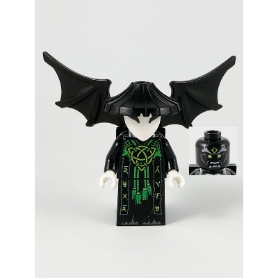 [TOY.CHAN] LEGO 樂高 3626pb2628 黑色 頭部 骷髏巫師 灰眉 黃綠額紋-細節圖2