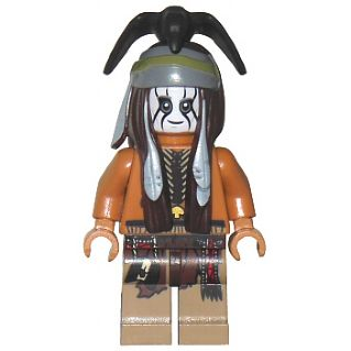 [TOY.CHAN] LEGO 樂高 中膚色 獨行俠 Tonto 湯頭 頭部 白臉 黑條紋 雙面 3626pb0944-細節圖2
