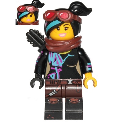 [TOY.CHAN] LEGO 樂高 34714pb01 黑色 頭髮 側邊馬尾 紅棕護目鏡-細節圖2