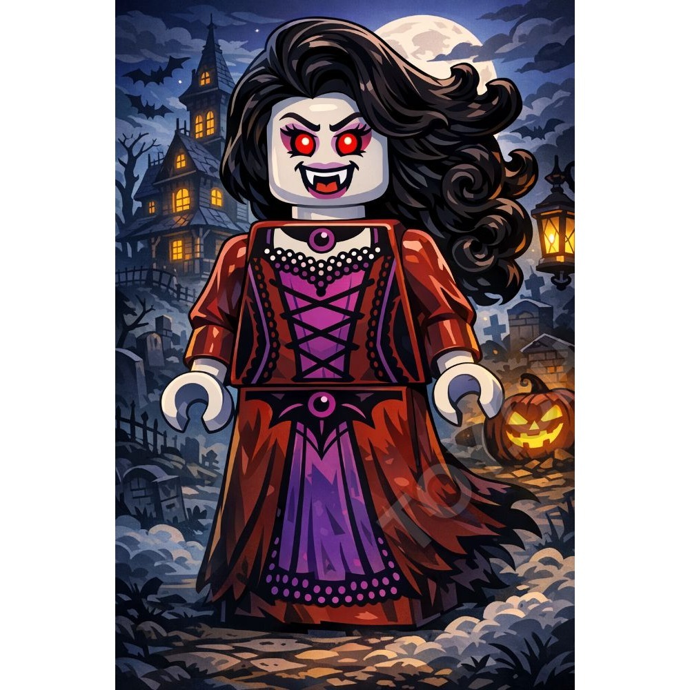 [TOY.CHAN] LEGO 樂高 twn530 人偶 吸血鬼 深紅色洋裝 黑髮 全新未組 31167-細節圖2