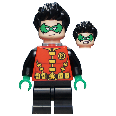 [TOY.CHAN] LEGO 樂高 3626pb2418 淺膚色 頭部 雙面 綠蝙蝠面具 白眼-細節圖4
